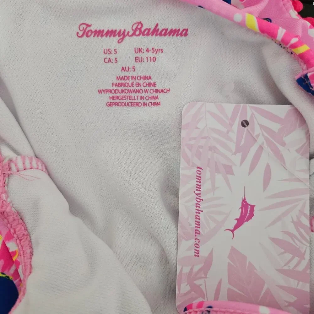 Tommy Bahama Pink Floral One-Piece‎ Swimsuit and Matching Hat | Kid's 5